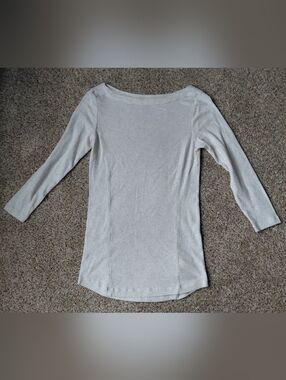 L.L. Bean White Boatneck Long Sleeve Top Women's Size Small
